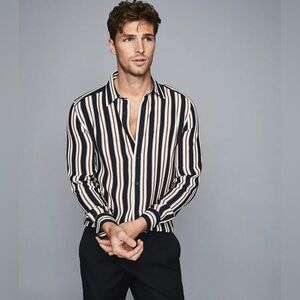 Reiss Keenum Bold Stripe Shirt Mens Medium Slim Fit Designer